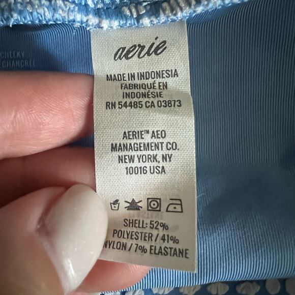 NWT Aerie Women's High Cut Cheeky Bikini Bottom Polka Dot Horizon Blue Size XXL - Picture 9 of 10